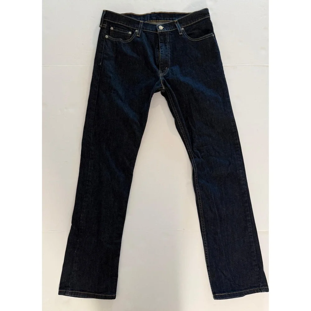 Levis 513 Slim Straight Jeans Mens 33x32 Dark Indigo Blue Denim Pants